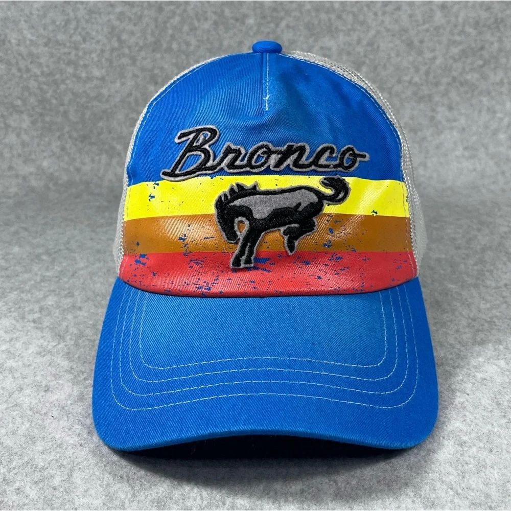 Ford Bronco Retro Adult Unisex Distressed Trucker Hat Snapback Cap One Size OSFM